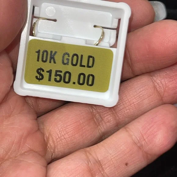 10k solid gold custom made Swarovski dangling hoops , best gift for Christmas, - Picture 4 of 4